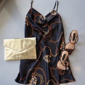 Mini slip chain print dress